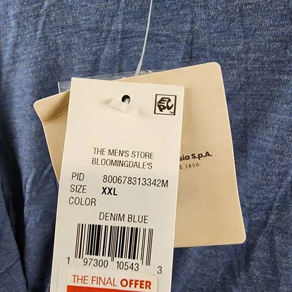 The Men's Store at Bloomingdale's Zegna Baruffa Wool Sweater Mens XXL Denim Blue - Picture 6 of 14